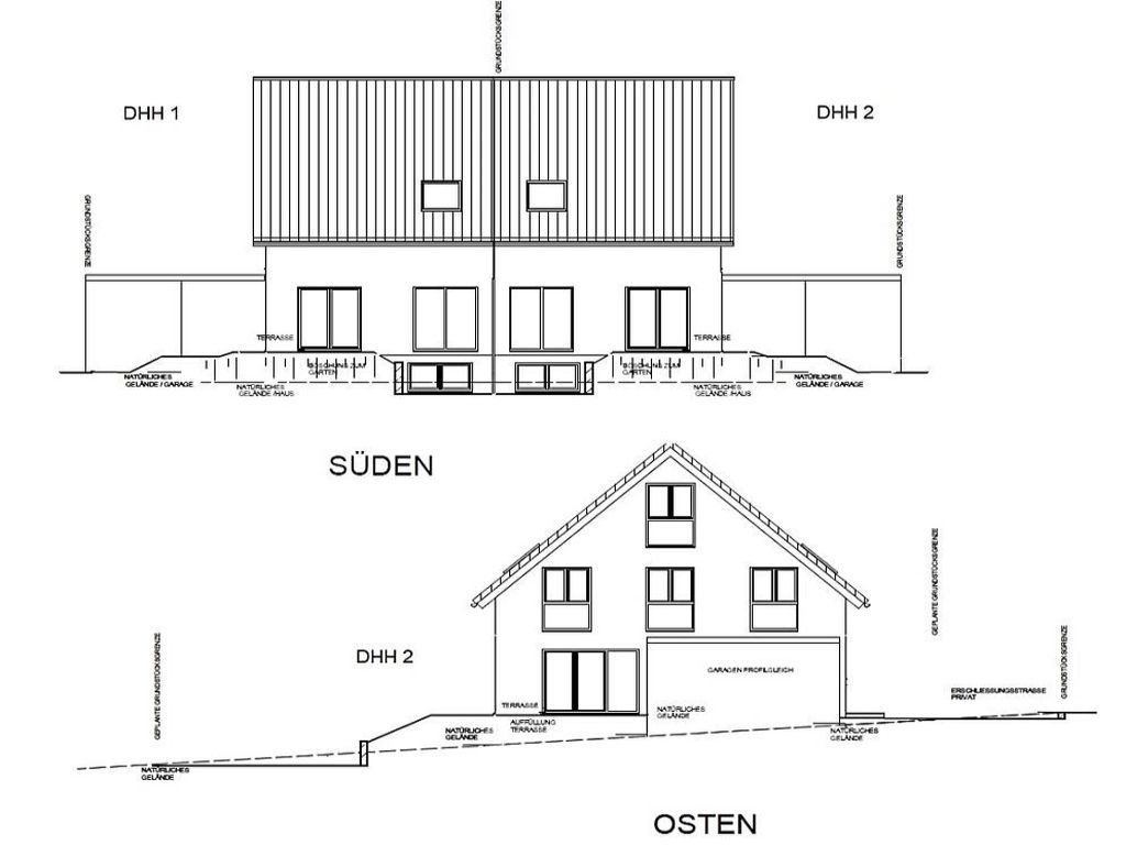 Neubau von 4 DHH in Seedorf